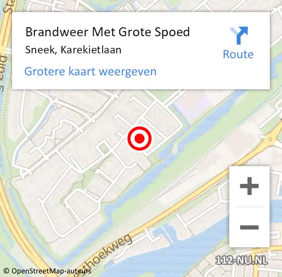 Locatie op kaart van de 112 melding: Brandweer Met Grote Spoed Naar Sneek, Karekietlaan op 16 november 2022 23:47