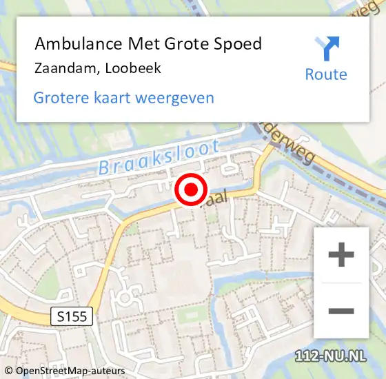 Locatie op kaart van de 112 melding: Ambulance Met Grote Spoed Naar Zaandam, Loobeek op 17 november 2022 00:07