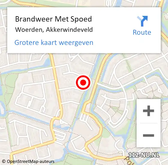 Locatie op kaart van de 112 melding: Brandweer Met Spoed Naar Woerden, Akkerwindeveld op 17 november 2022 01:07