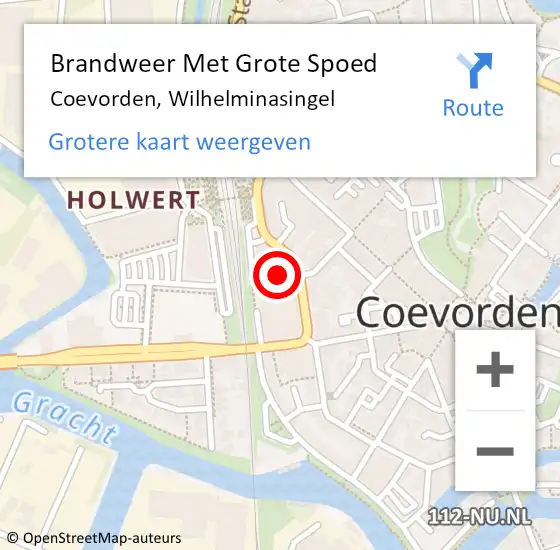 Locatie op kaart van de 112 melding: Brandweer Met Grote Spoed Naar Coevorden, Wilhelminasingel op 17 november 2022 01:17