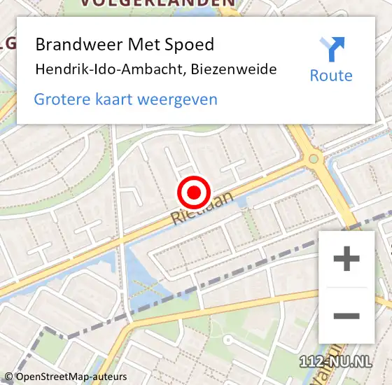 Locatie op kaart van de 112 melding: Brandweer Met Spoed Naar Hendrik-Ido-Ambacht, Biezenweide op 17 november 2022 02:06