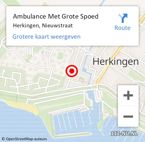 Locatie op kaart van de 112 melding: Ambulance Met Grote Spoed Naar Herkingen, Nieuwstraat op 17 november 2022 02:24