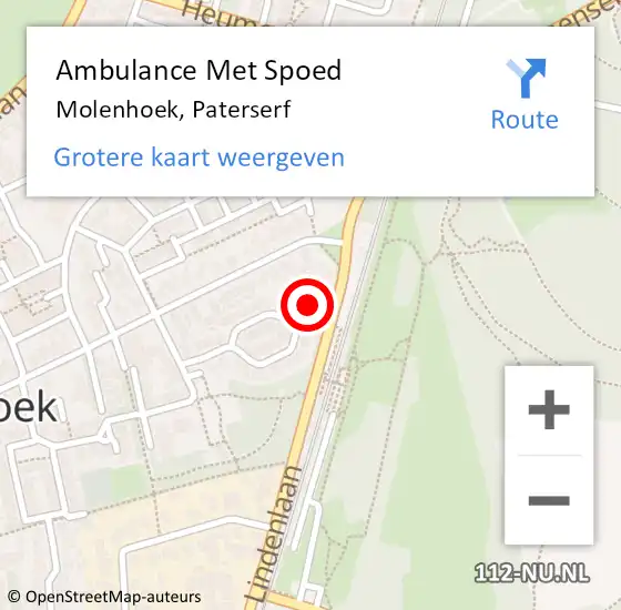 Locatie op kaart van de 112 melding: Ambulance Met Spoed Naar Molenhoek, Paterserf op 17 november 2022 04:14