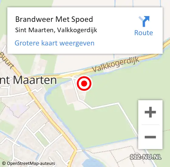 Locatie op kaart van de 112 melding: Brandweer Met Spoed Naar Sint Maarten, Valkkogerdijk op 17 november 2022 04:18