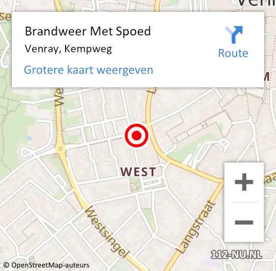 Locatie op kaart van de 112 melding: Brandweer Met Spoed Naar Venray, Kempweg op 17 november 2022 06:10