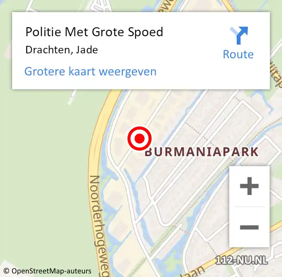 Locatie op kaart van de 112 melding: Politie Met Grote Spoed Naar Drachten, Jade op 17 november 2022 06:44