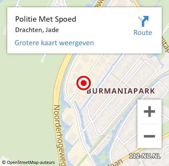 Locatie op kaart van de 112 melding: Politie Met Spoed Naar Drachten, Jade op 17 november 2022 06:47