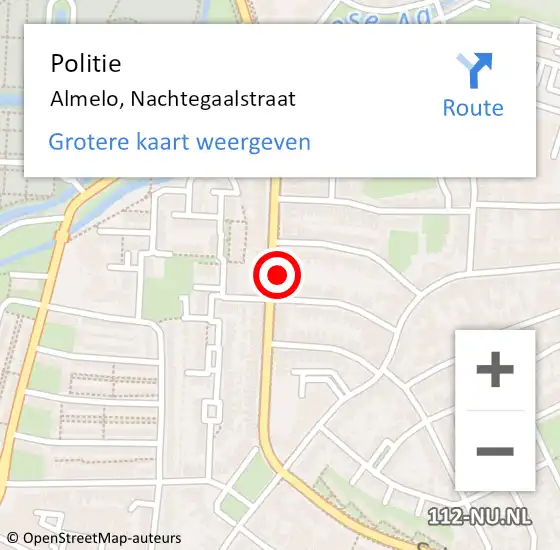Locatie op kaart van de 112 melding: Politie Almelo, Nachtegaalstraat op 17 november 2022 07:06
