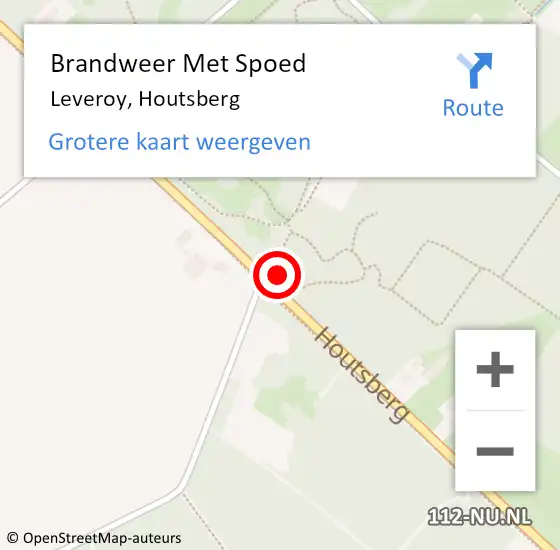 Locatie op kaart van de 112 melding: Brandweer Met Spoed Naar Leveroy, Houtsberg op 17 november 2022 07:09