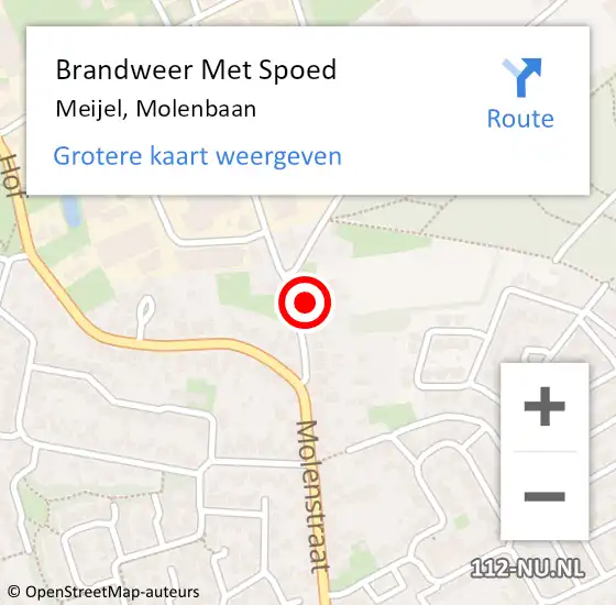 Locatie op kaart van de 112 melding: Brandweer Met Spoed Naar Meijel, Molenbaan op 17 november 2022 07:23