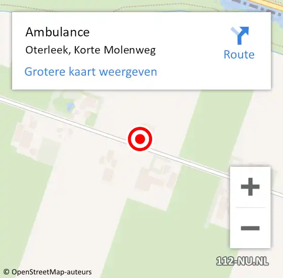 Locatie op kaart van de 112 melding: Ambulance Oterleek, Korte Molenweg op 17 november 2022 07:53