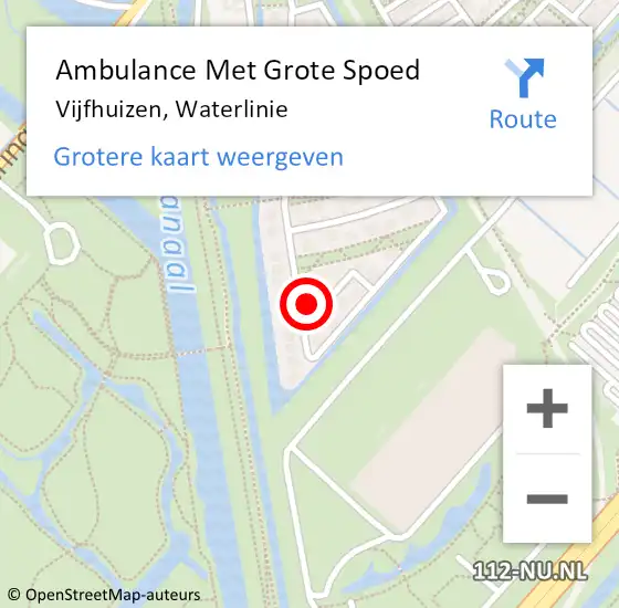 Locatie op kaart van de 112 melding: Ambulance Met Grote Spoed Naar Vijfhuizen, Waterlinie op 17 november 2022 08:09