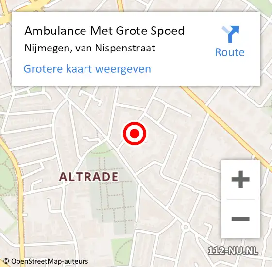 Locatie op kaart van de 112 melding: Ambulance Met Grote Spoed Naar Nijmegen, van Nispenstraat op 17 november 2022 08:14