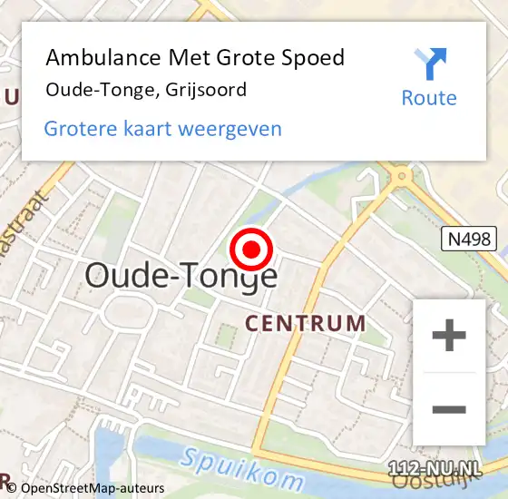 Locatie op kaart van de 112 melding: Ambulance Met Grote Spoed Naar Oude-Tonge, Grijsoord op 17 november 2022 08:20