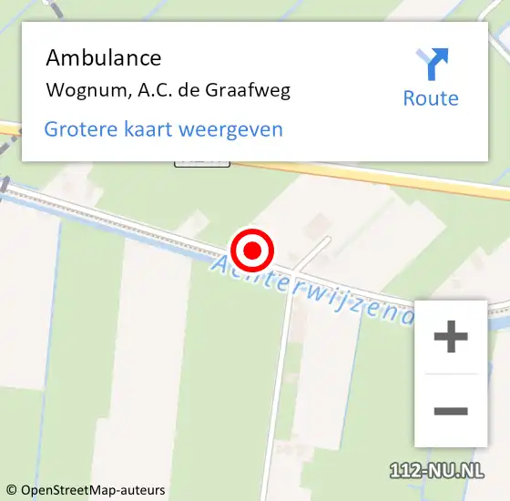 Locatie op kaart van de 112 melding: Ambulance Wognum, A.C. de Graafweg op 17 november 2022 08:26