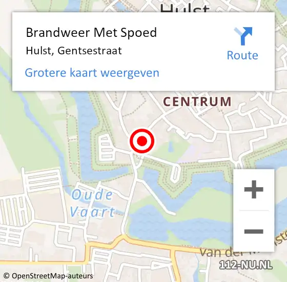 Locatie op kaart van de 112 melding: Brandweer Met Spoed Naar Hulst, Gentsestraat op 17 november 2022 08:27