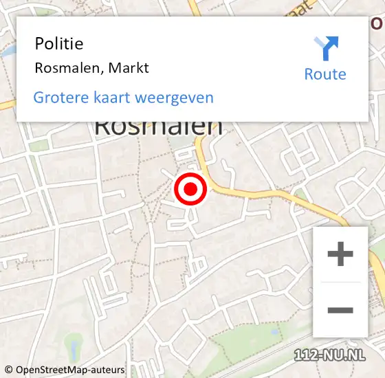 Locatie op kaart van de 112 melding: Politie Rosmalen, Markt op 17 november 2022 08:28