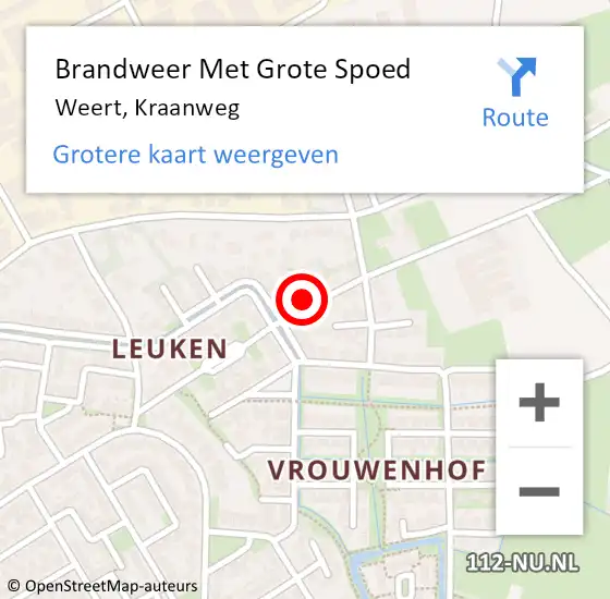 Locatie op kaart van de 112 melding: Brandweer Met Grote Spoed Naar Weert, Kraanweg op 17 november 2022 08:42