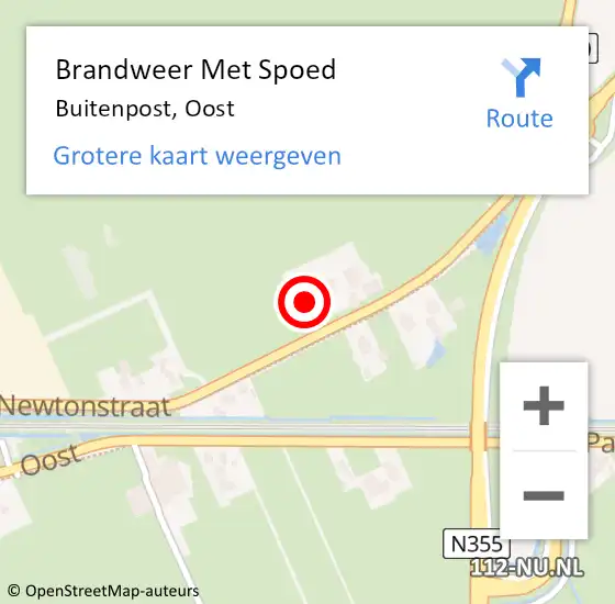 Locatie op kaart van de 112 melding: Brandweer Met Spoed Naar Buitenpost, Oost op 17 november 2022 08:49