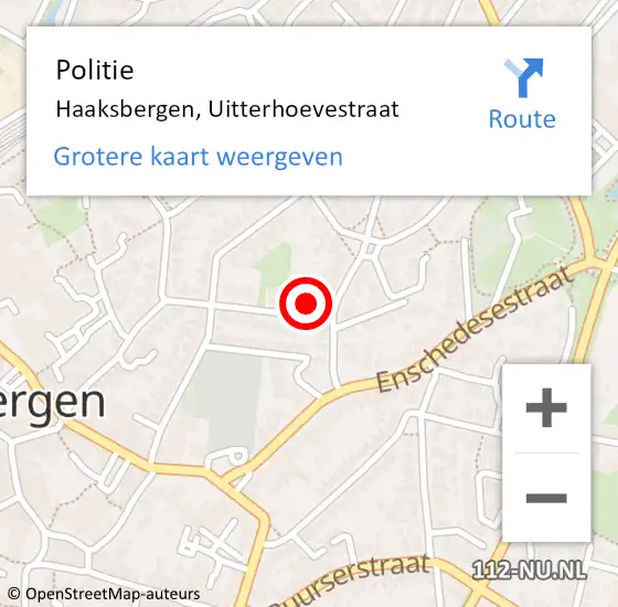 Locatie op kaart van de 112 melding: Politie Haaksbergen, Uitterhoevestraat op 17 november 2022 08:58