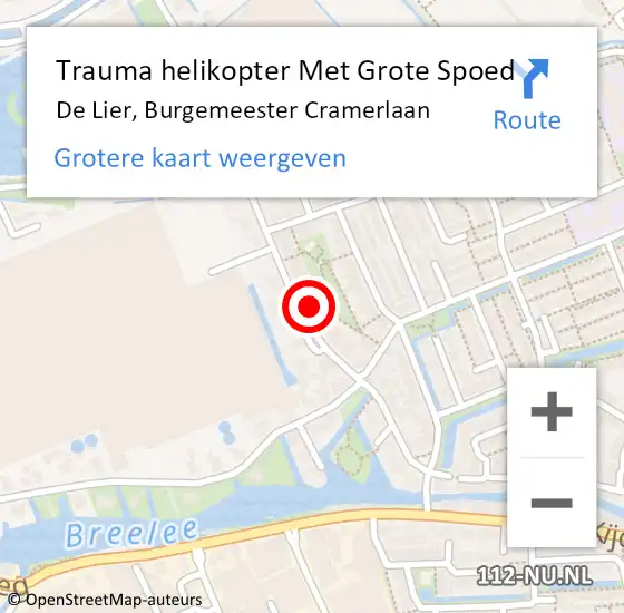 Locatie op kaart van de 112 melding: Trauma helikopter Met Grote Spoed Naar De Lier, Burgemeester Cramerlaan op 17 november 2022 09:21
