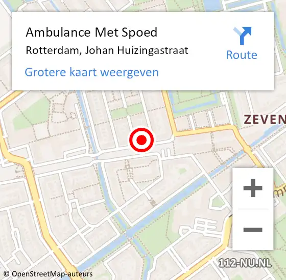 Locatie op kaart van de 112 melding: Ambulance Met Spoed Naar Rotterdam, Johan Huizingastraat op 17 november 2022 09:28