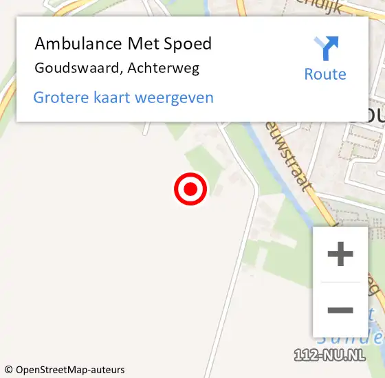 Locatie op kaart van de 112 melding: Ambulance Met Spoed Naar Goudswaard, Achterweg op 17 november 2022 10:21