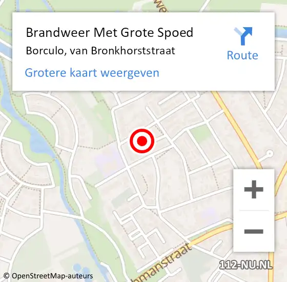 Locatie op kaart van de 112 melding: Brandweer Met Grote Spoed Naar Borculo, van Bronkhorststraat op 17 november 2022 10:31