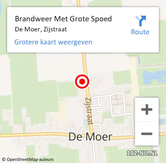Locatie op kaart van de 112 melding: Brandweer Met Grote Spoed Naar De Moer, Zijstraat op 17 november 2022 10:39
