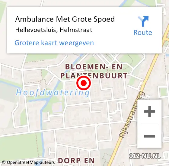 Locatie op kaart van de 112 melding: Ambulance Met Grote Spoed Naar Hellevoetsluis, Helmstraat op 17 november 2022 10:44