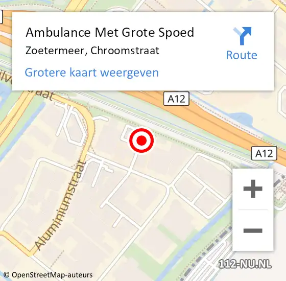 Locatie op kaart van de 112 melding: Ambulance Met Grote Spoed Naar Zoetermeer, Chroomstraat op 17 november 2022 11:06