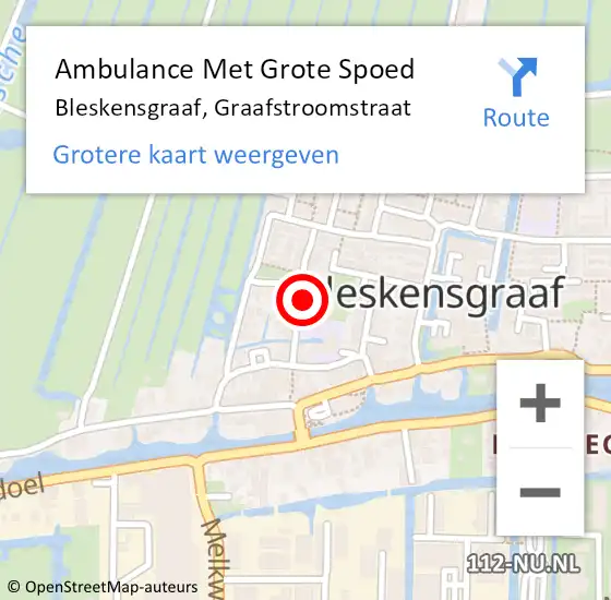 Locatie op kaart van de 112 melding: Ambulance Met Grote Spoed Naar Bleskensgraaf, Graafstroomstraat op 17 november 2022 11:30