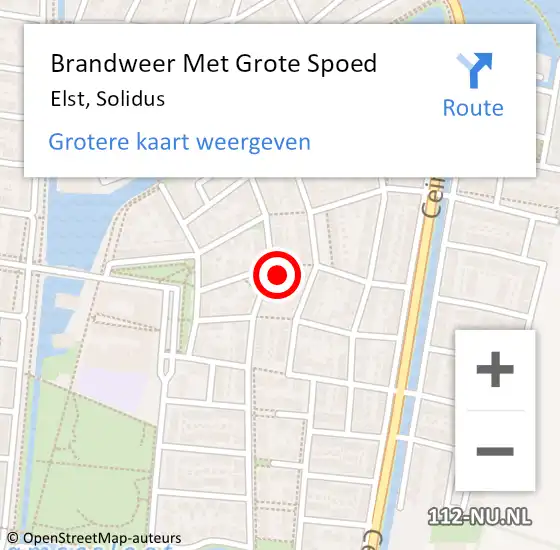 Locatie op kaart van de 112 melding: Brandweer Met Grote Spoed Naar Elst, Solidus op 17 november 2022 11:49