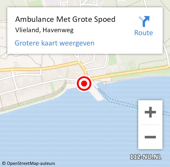 Locatie op kaart van de 112 melding: Ambulance Met Grote Spoed Naar Vlieland, Havenweg op 5 augustus 2014 10:41