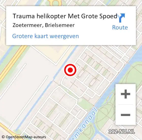 Locatie op kaart van de 112 melding: Trauma helikopter Met Grote Spoed Naar Zoetermeer, Brielsemeer op 17 november 2022 12:05