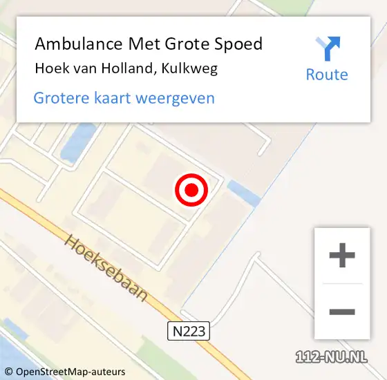 Locatie op kaart van de 112 melding: Ambulance Met Grote Spoed Naar Hoek van Holland, Kulkweg op 17 november 2022 12:36