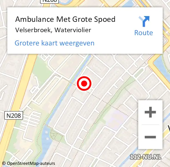 Locatie op kaart van de 112 melding: Ambulance Met Grote Spoed Naar Velserbroek, Waterviolier op 17 november 2022 12:44