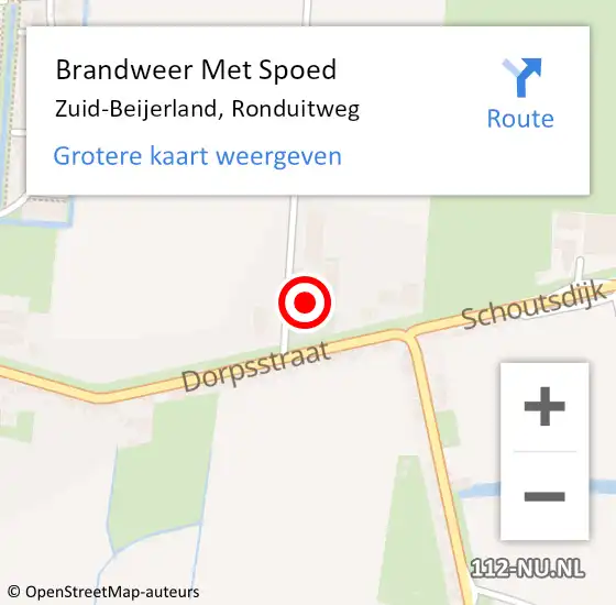 Locatie op kaart van de 112 melding: Brandweer Met Spoed Naar Zuid-Beijerland, Ronduitweg op 17 november 2022 12:47