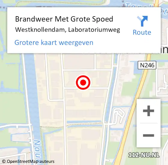 Locatie op kaart van de 112 melding: Brandweer Met Grote Spoed Naar Westknollendam, Laboratoriumweg op 17 november 2022 12:58