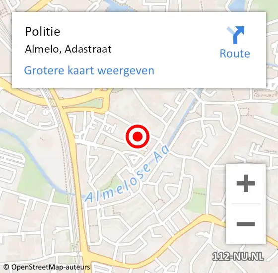 Locatie op kaart van de 112 melding: Politie Almelo, Adastraat op 17 november 2022 13:08