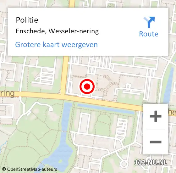 Locatie op kaart van de 112 melding: Politie Enschede, Wesseler-nering op 17 november 2022 13:19