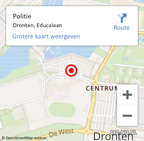 Locatie op kaart van de 112 melding: Politie Dronten, Educalaan op 10 oktober 2013 15:21