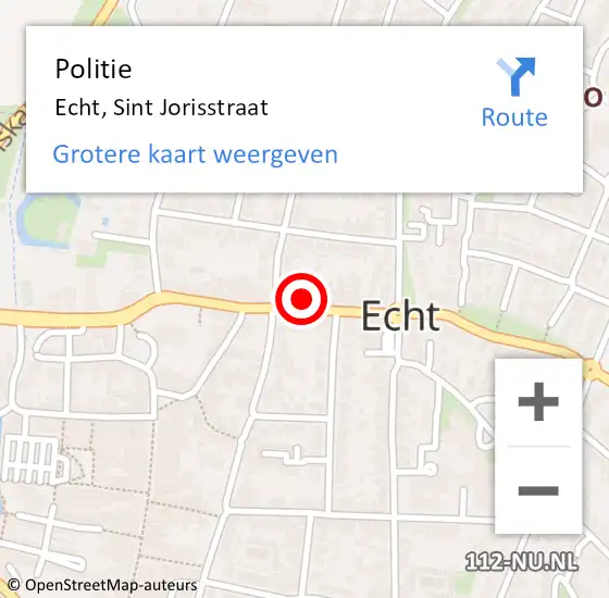 Locatie op kaart van de 112 melding: Politie Echt, Sint Jorisstraat op 17 november 2022 13:50