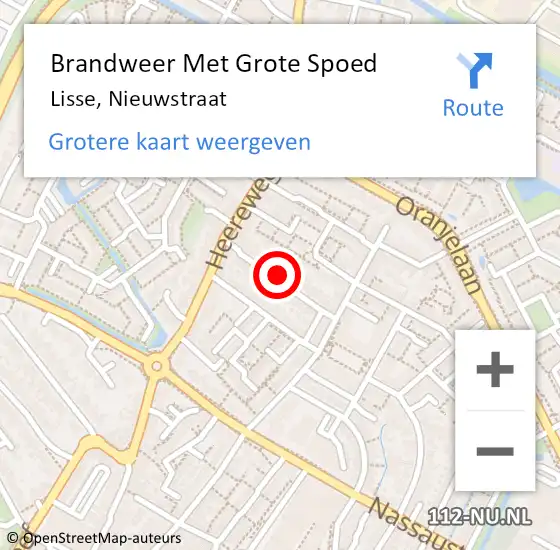 Locatie op kaart van de 112 melding: Brandweer Met Grote Spoed Naar Lisse, Nieuwstraat op 17 november 2022 14:00