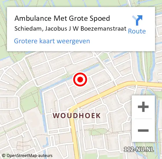 Locatie op kaart van de 112 melding: Ambulance Met Grote Spoed Naar Schiedam, Jacobus J W Boezemanstraat op 17 november 2022 14:04