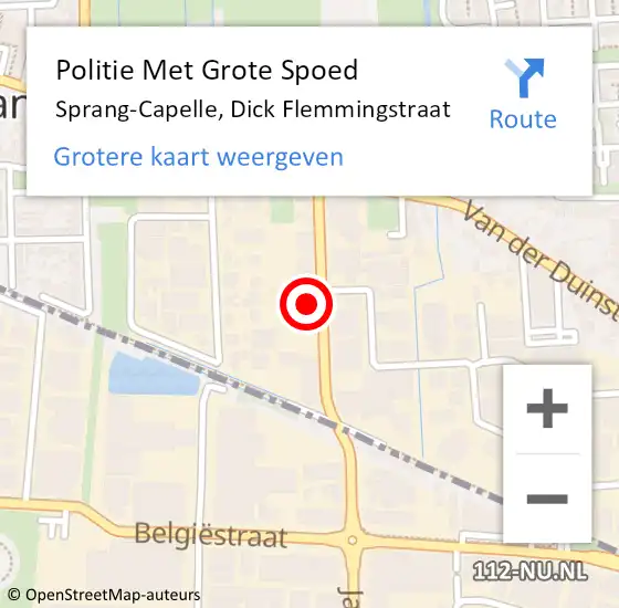 Locatie op kaart van de 112 melding: Politie Met Grote Spoed Naar Sprang-Capelle, Dick Flemmingstraat op 17 november 2022 14:19