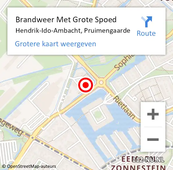 Locatie op kaart van de 112 melding: Brandweer Met Grote Spoed Naar Hendrik-Ido-Ambacht, Pruimengaarde op 17 november 2022 14:20