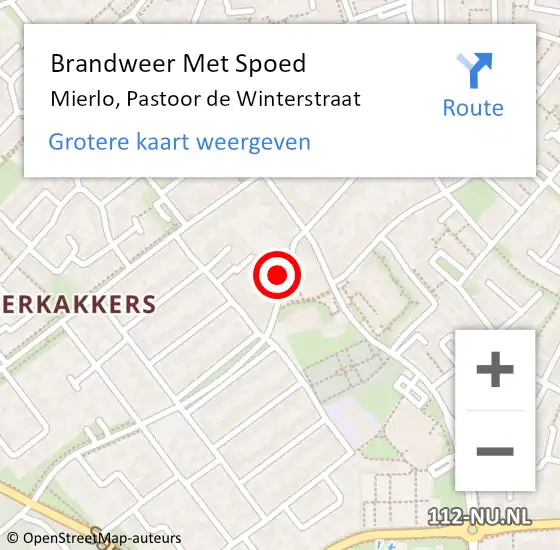 Locatie op kaart van de 112 melding: Brandweer Met Spoed Naar Mierlo, Pastoor de Winterstraat op 17 november 2022 14:27