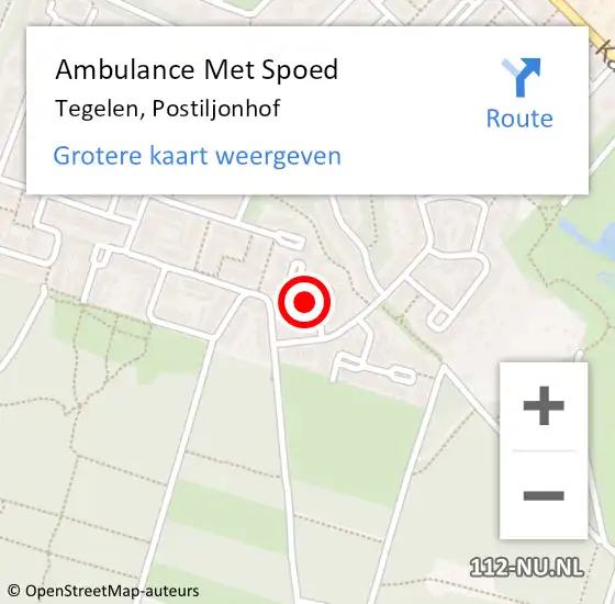 Locatie op kaart van de 112 melding: Ambulance Met Spoed Naar Tegelen, Postiljonhof op 17 november 2022 14:34