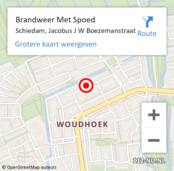 Locatie op kaart van de 112 melding: Brandweer Met Spoed Naar Schiedam, Jacobus J W Boezemanstraat op 17 november 2022 14:36